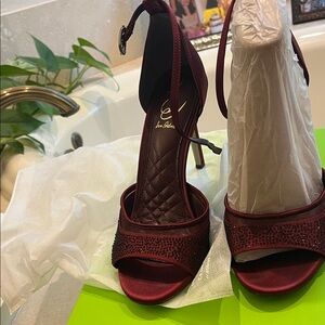 Burgundy high heel sandals